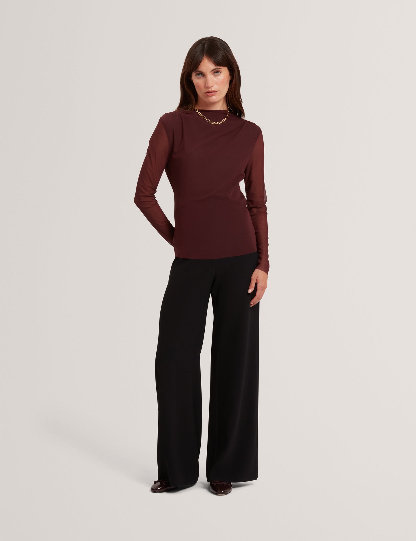 NAAMA- Long Sleeve Mesh Fitted Top