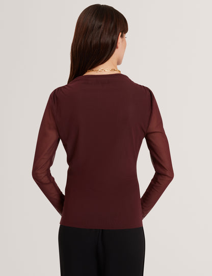 NAAMA- Long Sleeve Mesh Fitted Top