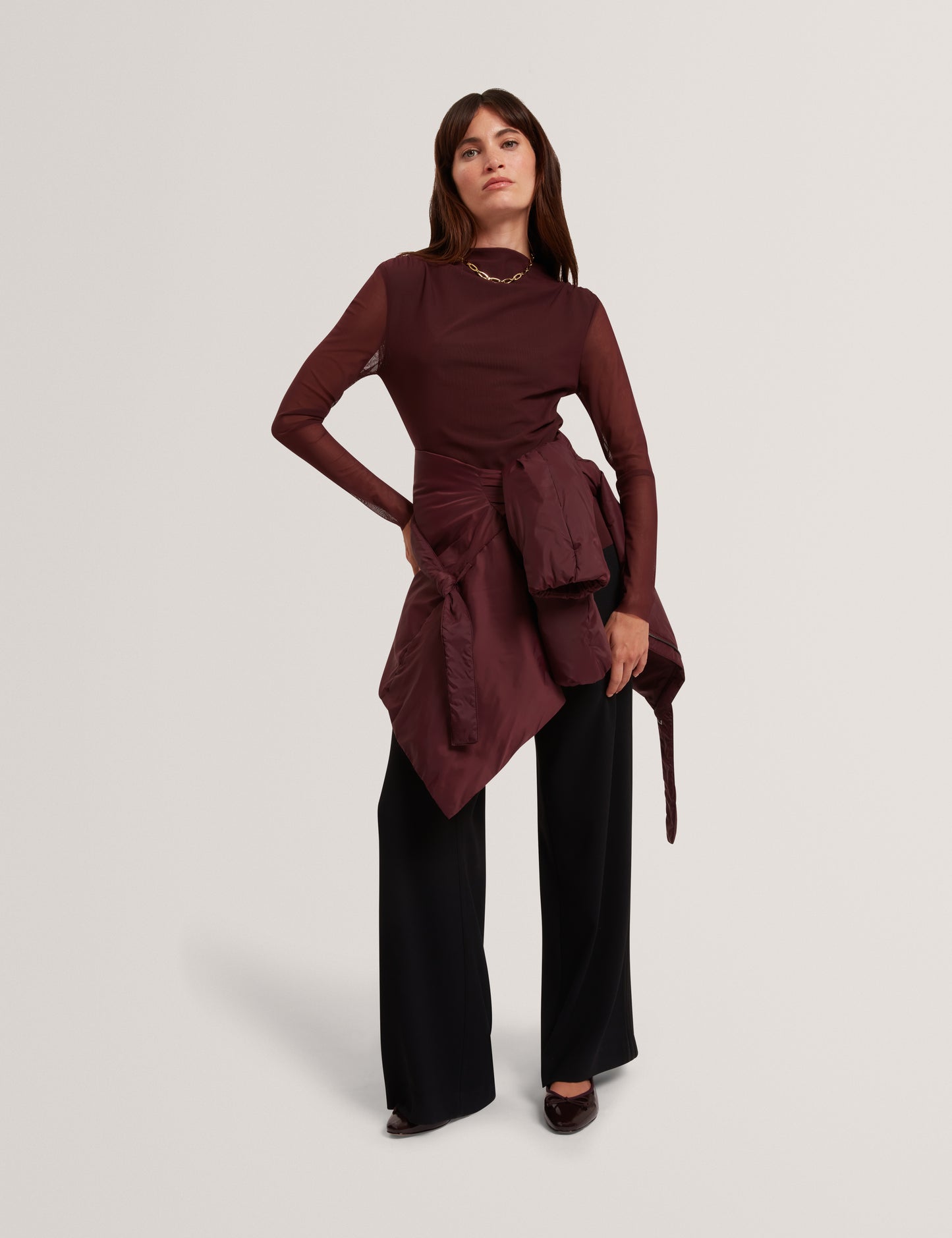 NAAMA- Long Sleeve Mesh Fitted Top