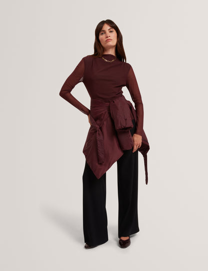 NAAMA- Long Sleeve Mesh Fitted Top