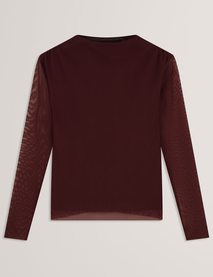 NAAMA- Long Sleeve Mesh Fitted Top