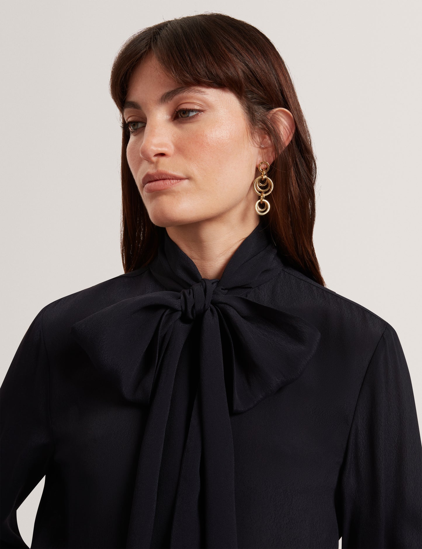 RESSIA - Long Sleeve Blouse With Neck Tie