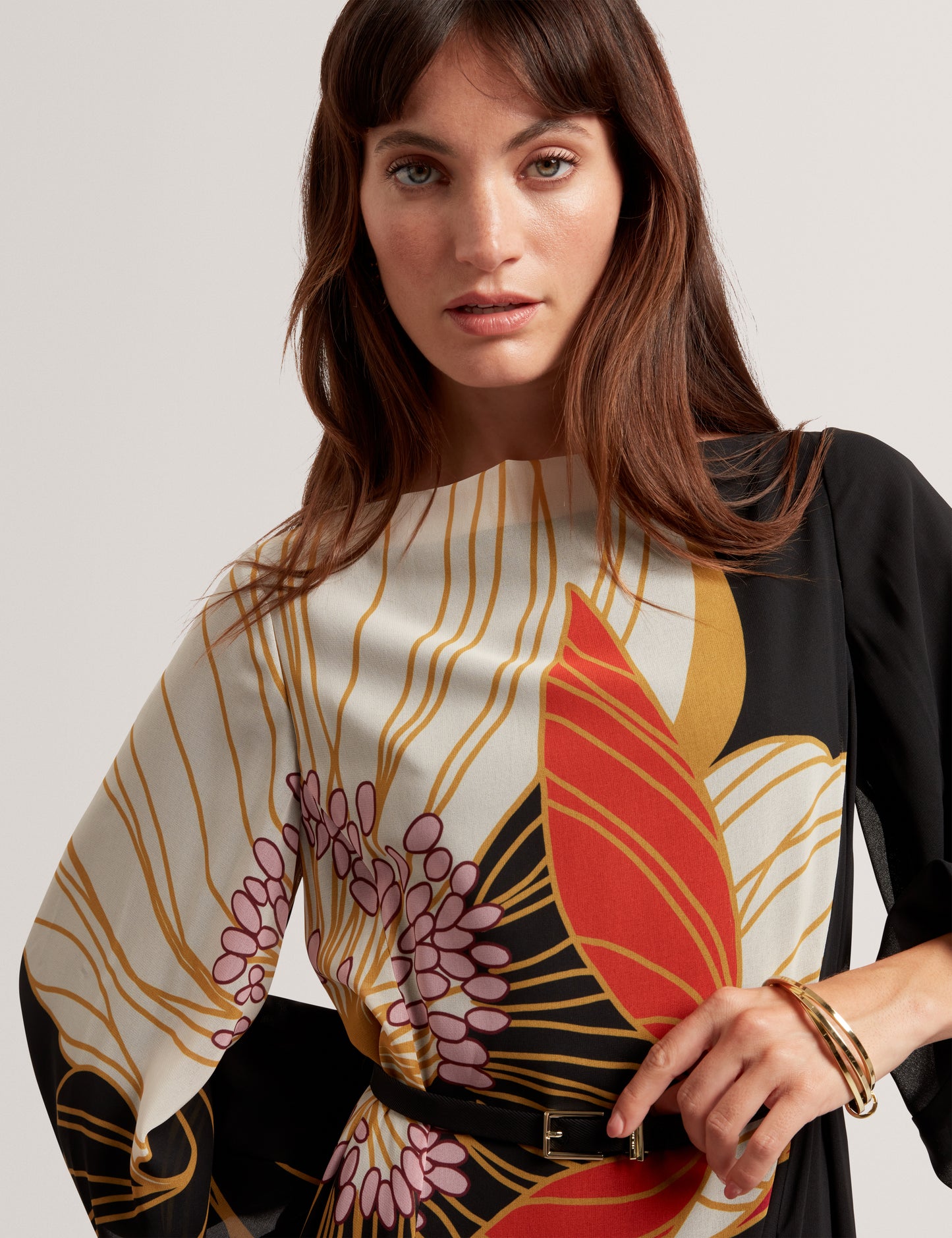 CAMMELI - Long Sleeve Printed Maxi Dress