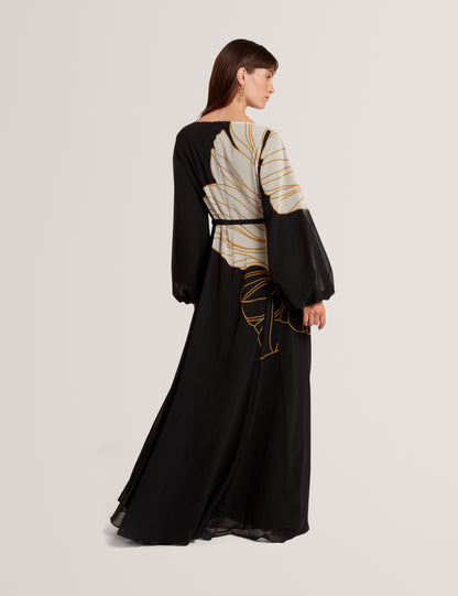 CAMMELI - Long Sleeve Printed Maxi Dress