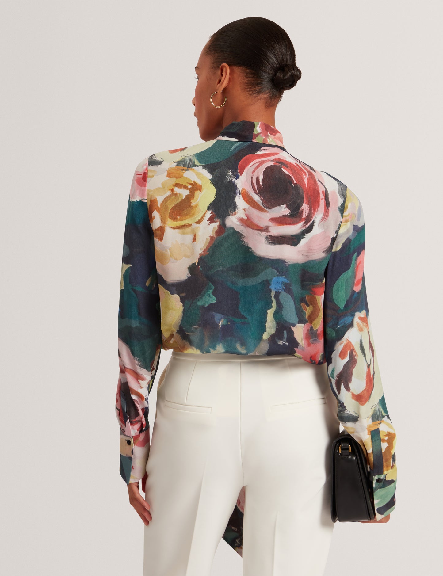 ARAGA - Tie Neck Printed Long Sleeve Shirt