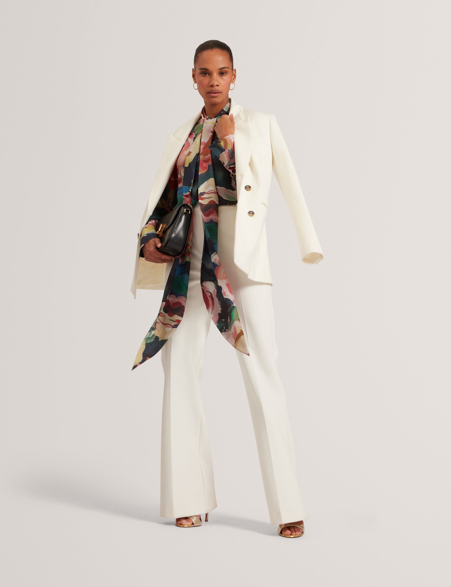 ARAGA - Tie Neck Printed Long Sleeve Shirt