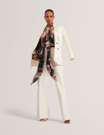 ARAGA - Tie Neck Printed Long Sleeve Shirt