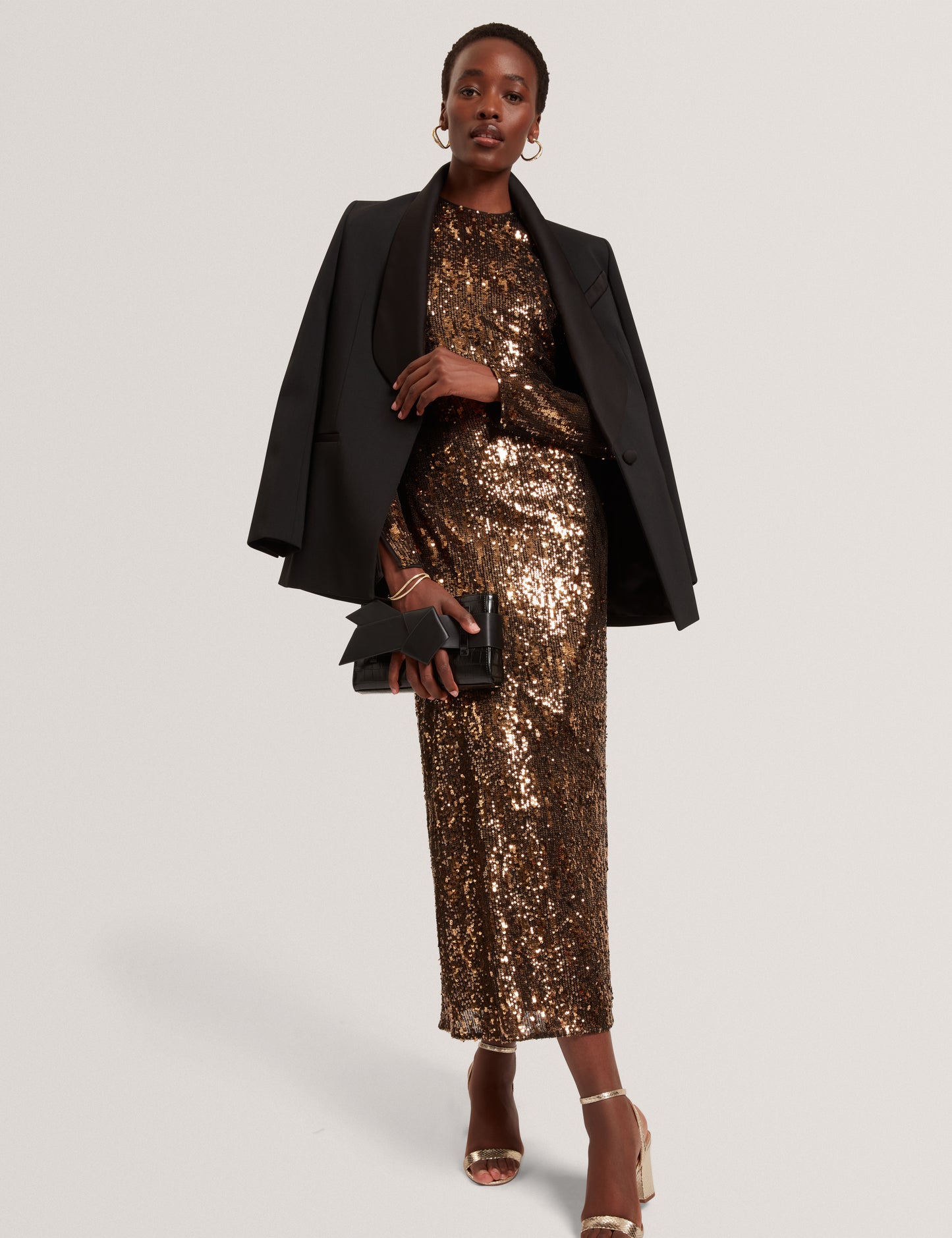 JADEAA - Sequinned Long Sleeve Midi Dress
