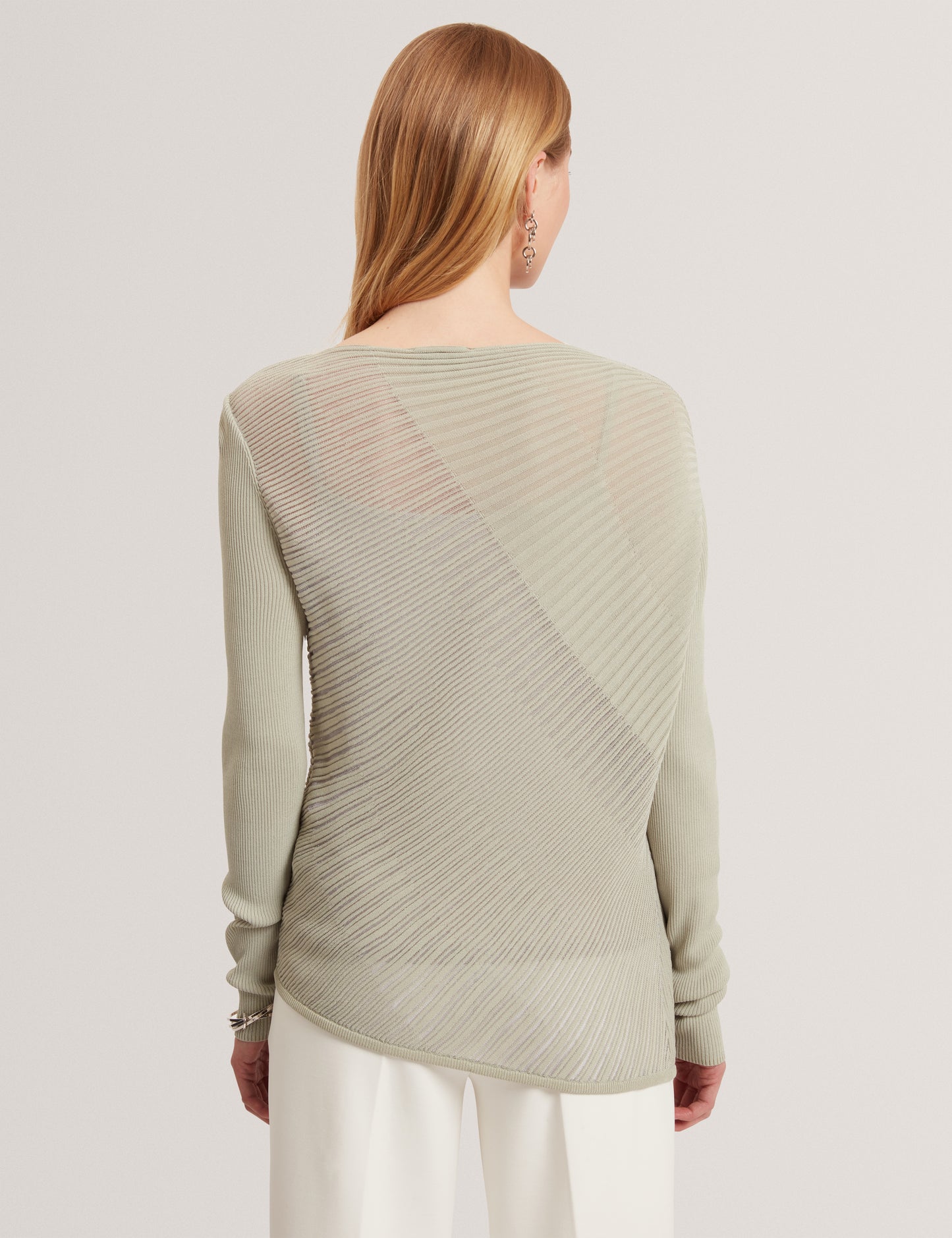 CEYLOAA - Long Sleeve Sheer Detail Knit Top