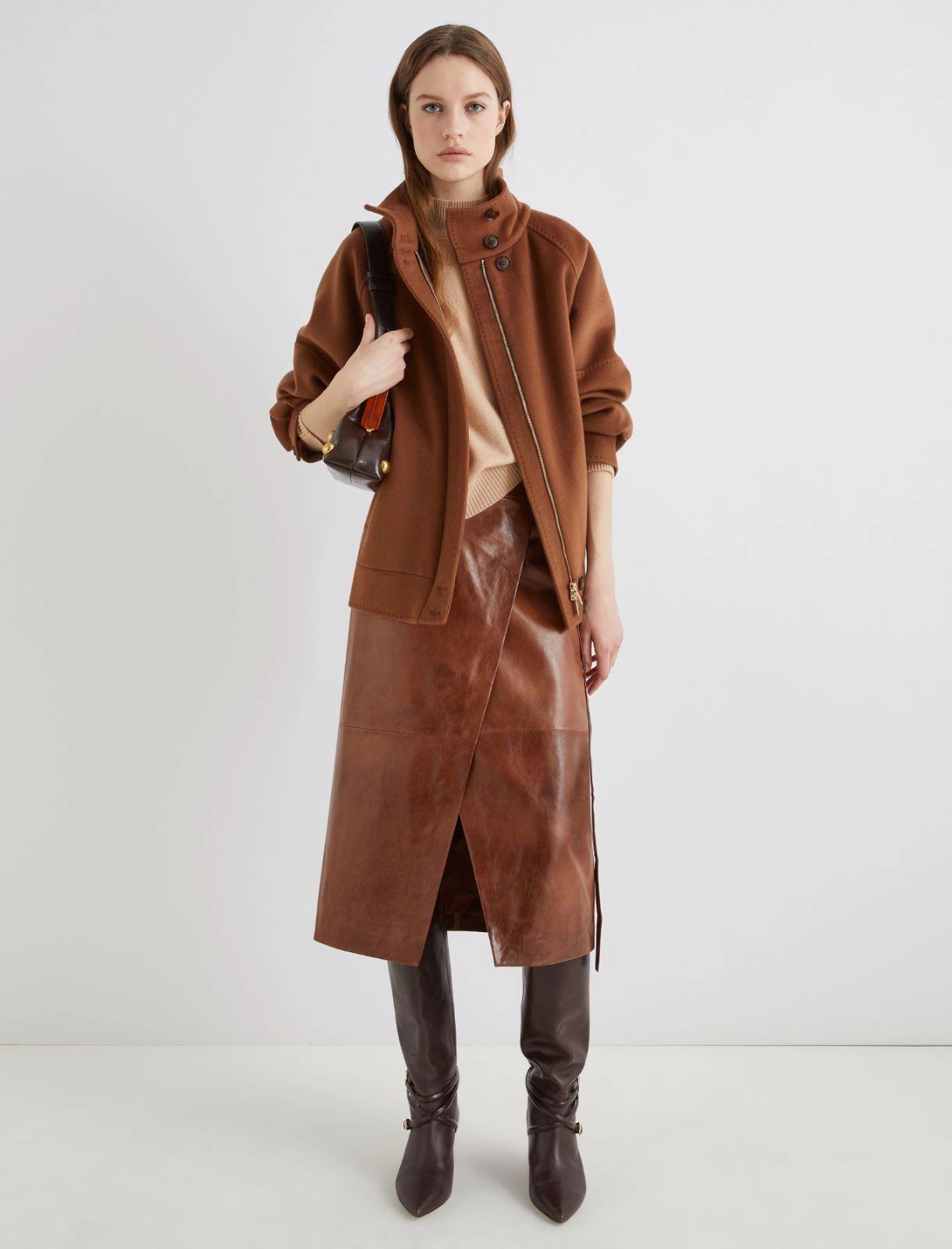 NABUCCO - Nappa leather wrap skirt