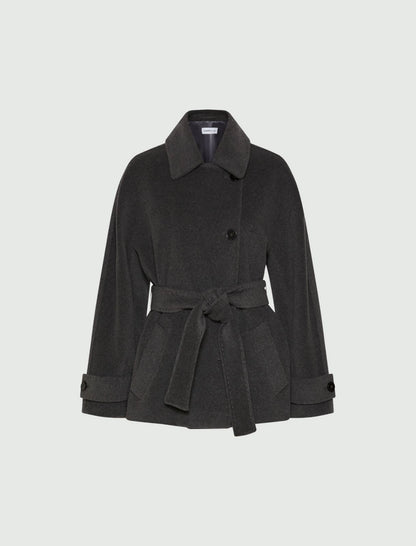 DOVERE - Belted pure wool heavy jacket