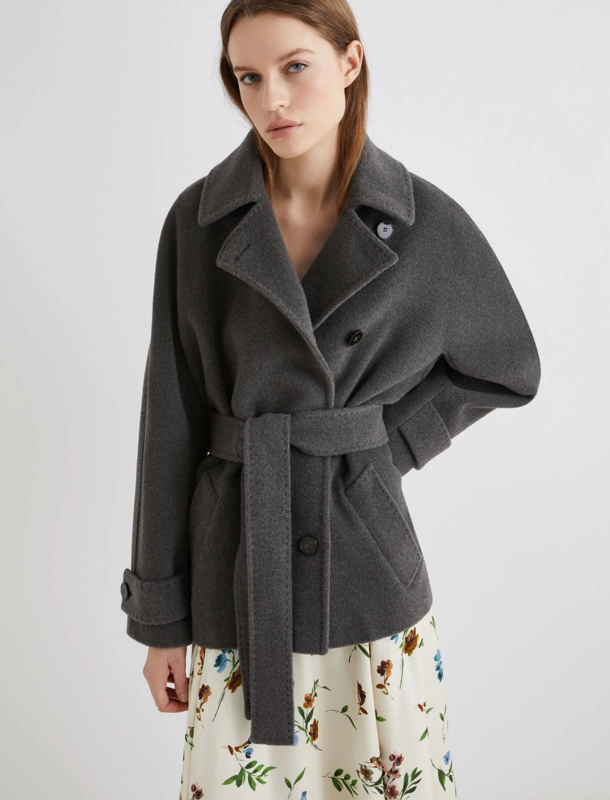 DOVERE - Belted pure wool heavy jacket