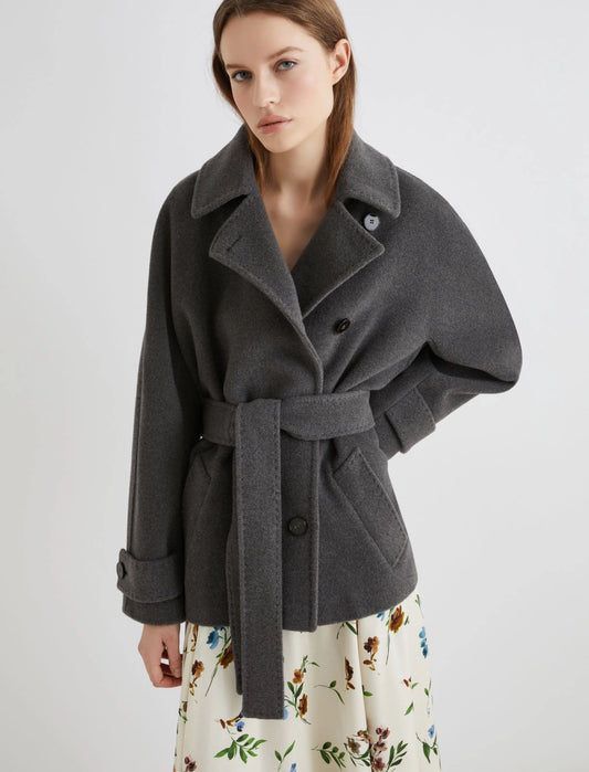 DOVERE - Belted pure wool heavy jacket