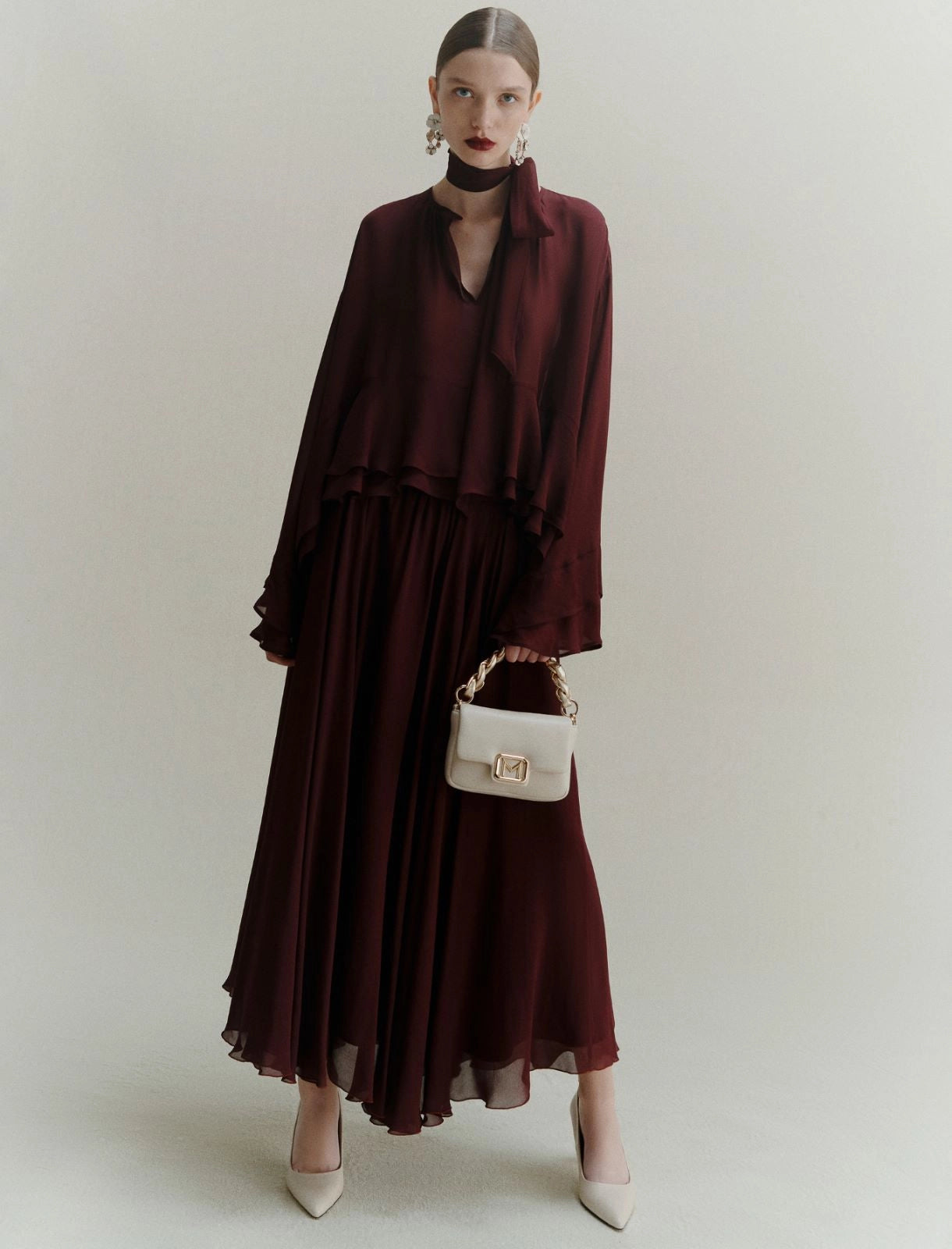 BRADO - Long georgette skirt