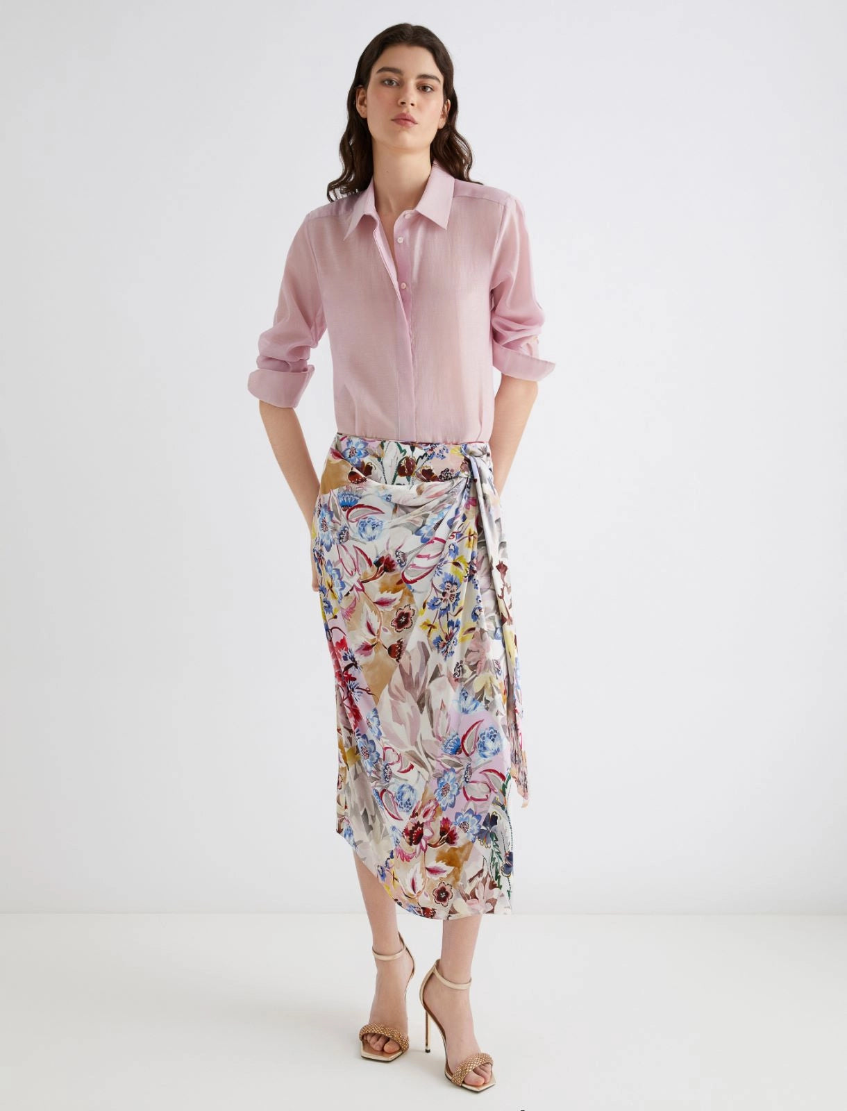 GIRONE - Printed satin skirt