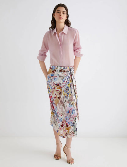 GIRONE - Printed satin skirt