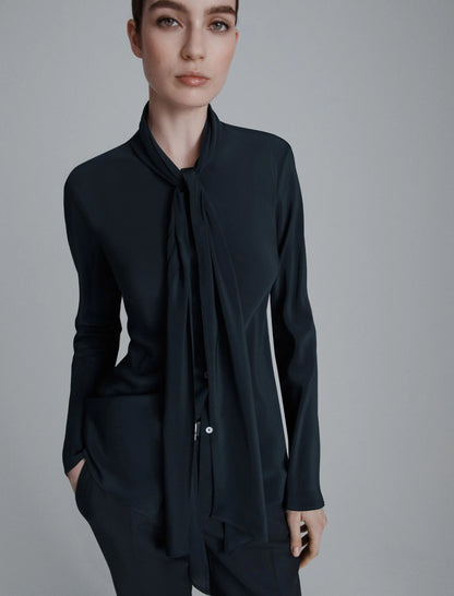 ATALIA - Satin shirt with sash detail