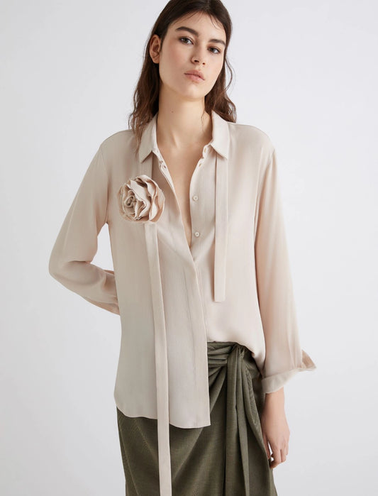 CABIRIA - Silk-blend crepe shirt