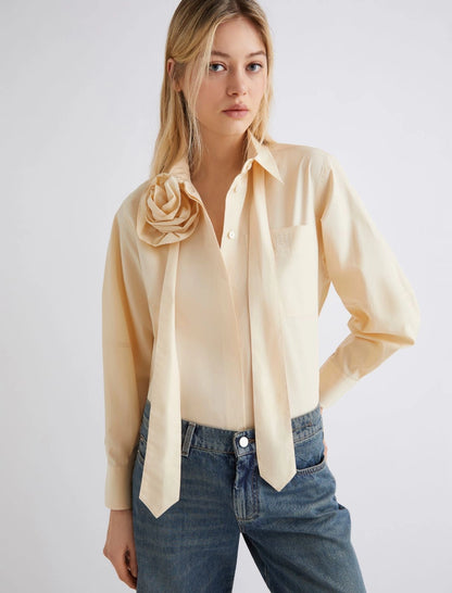 AVILA - Shirt with tie and flower detail