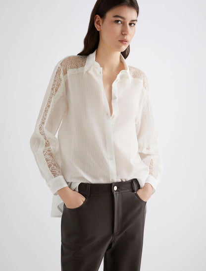 CRISTIN - Lace-inlay shirt