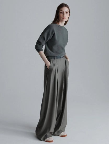ULZIO - Wide-fit gabardine trousers