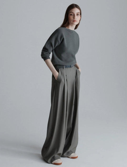 ULZIO - Wide-fit gabardine trousers