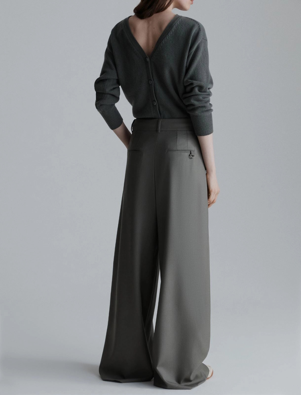 ULZIO - Wide-fit gabardine trousers