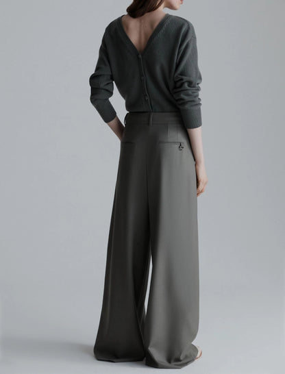 ULZIO - Wide-fit gabardine trousers
