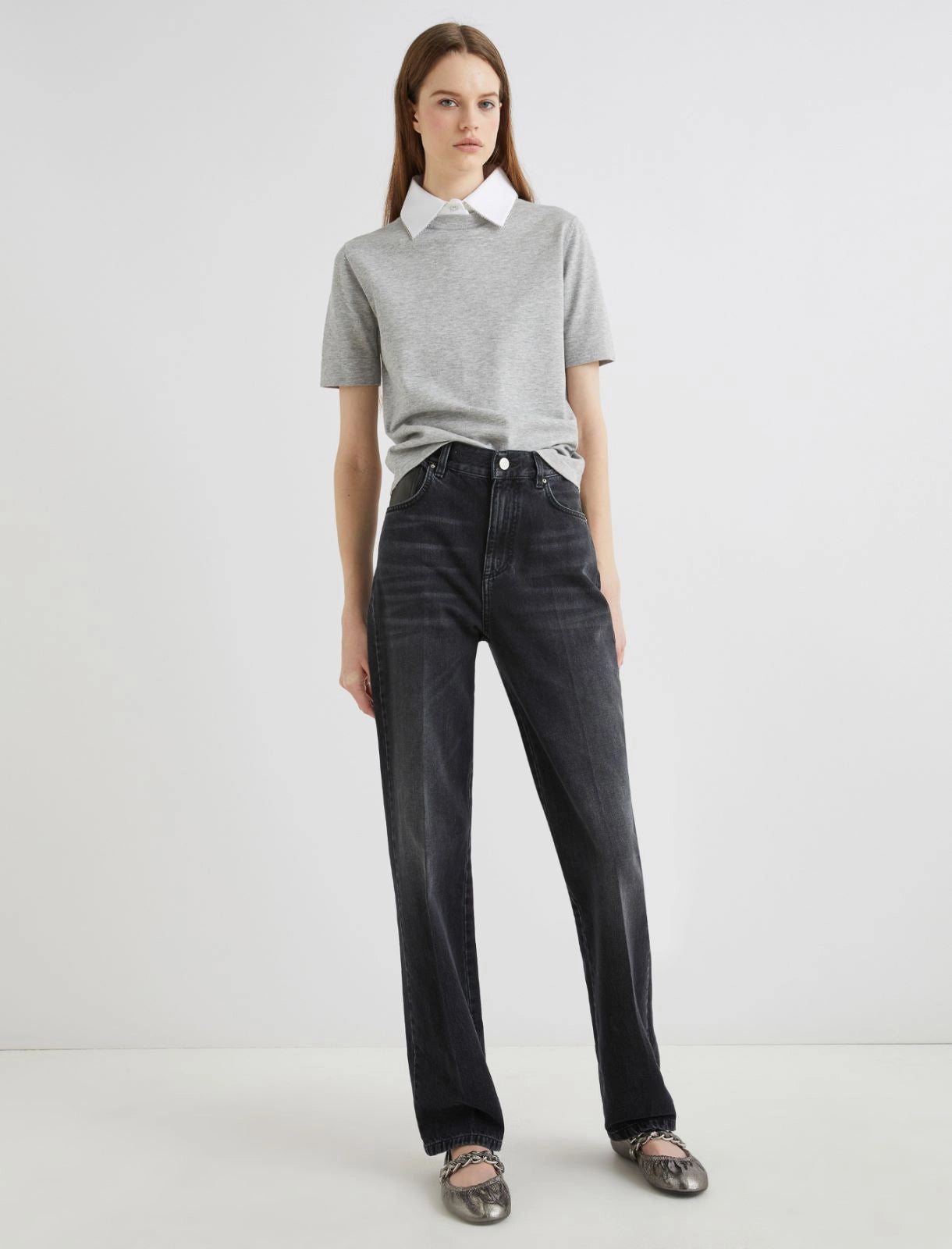 WLEG1 -Topstitched wide-leg jeans