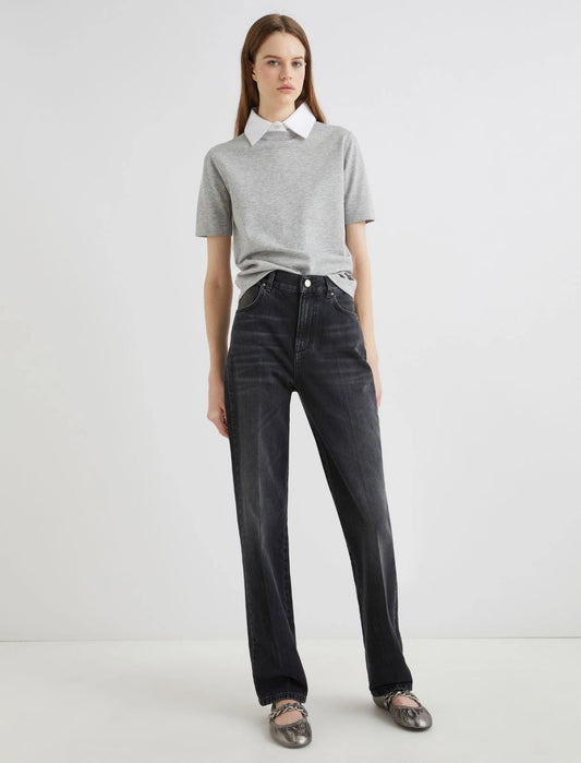 WLEG1 -Topstitched wide-leg jeans
