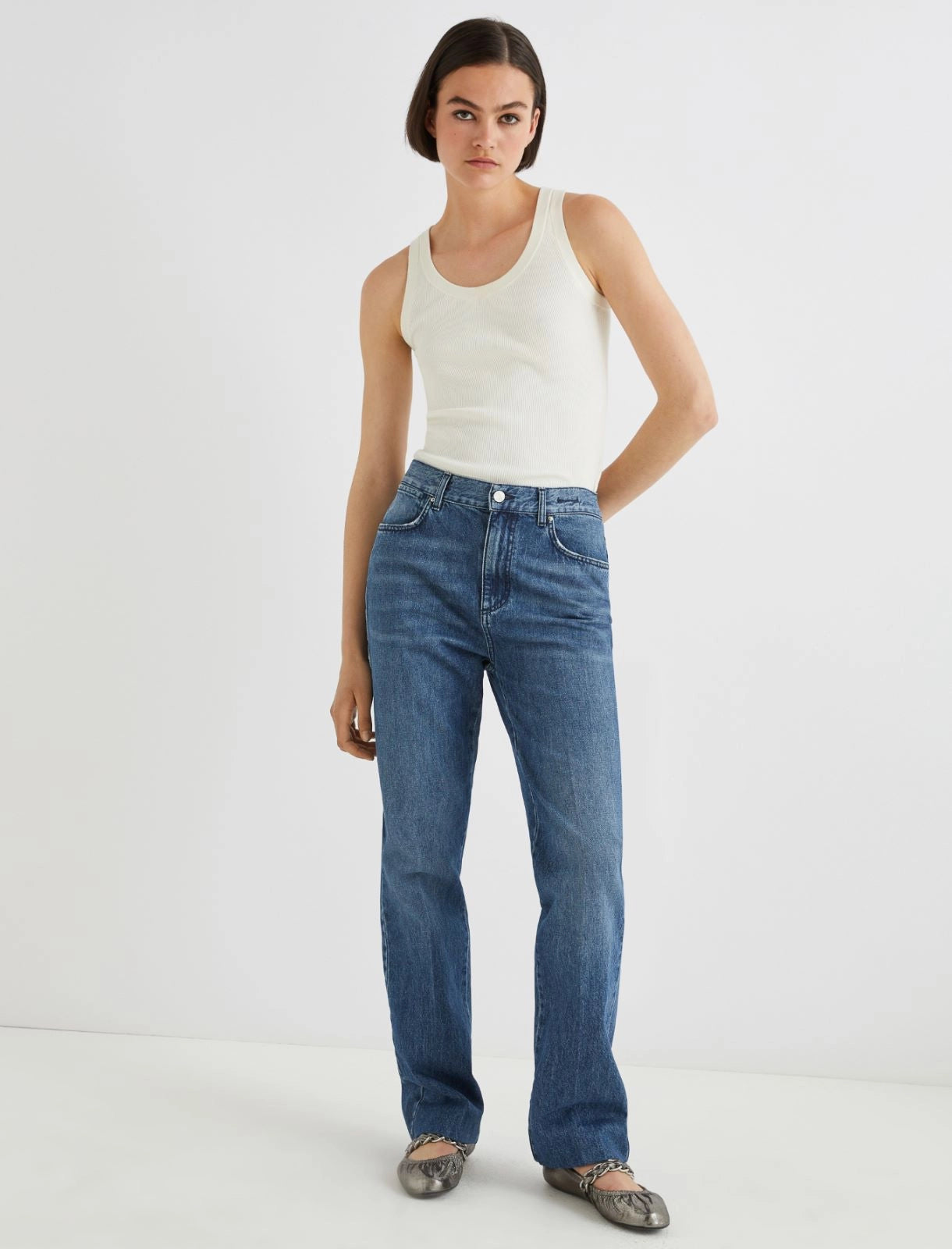 WLEG1 -Topstitched wide-leg jeans