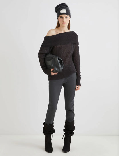 BROWN - Cowl-neck sweater