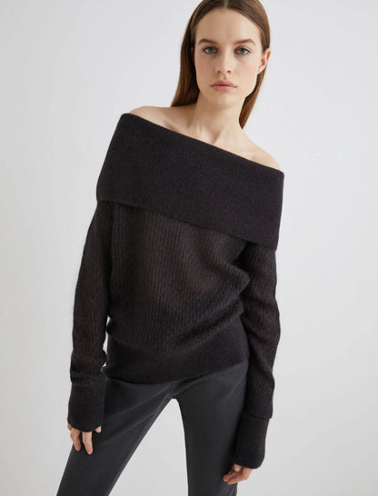 BROWN - Cowl-neck sweater