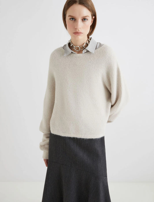 TANIA - Stretch alpaca crew-neck