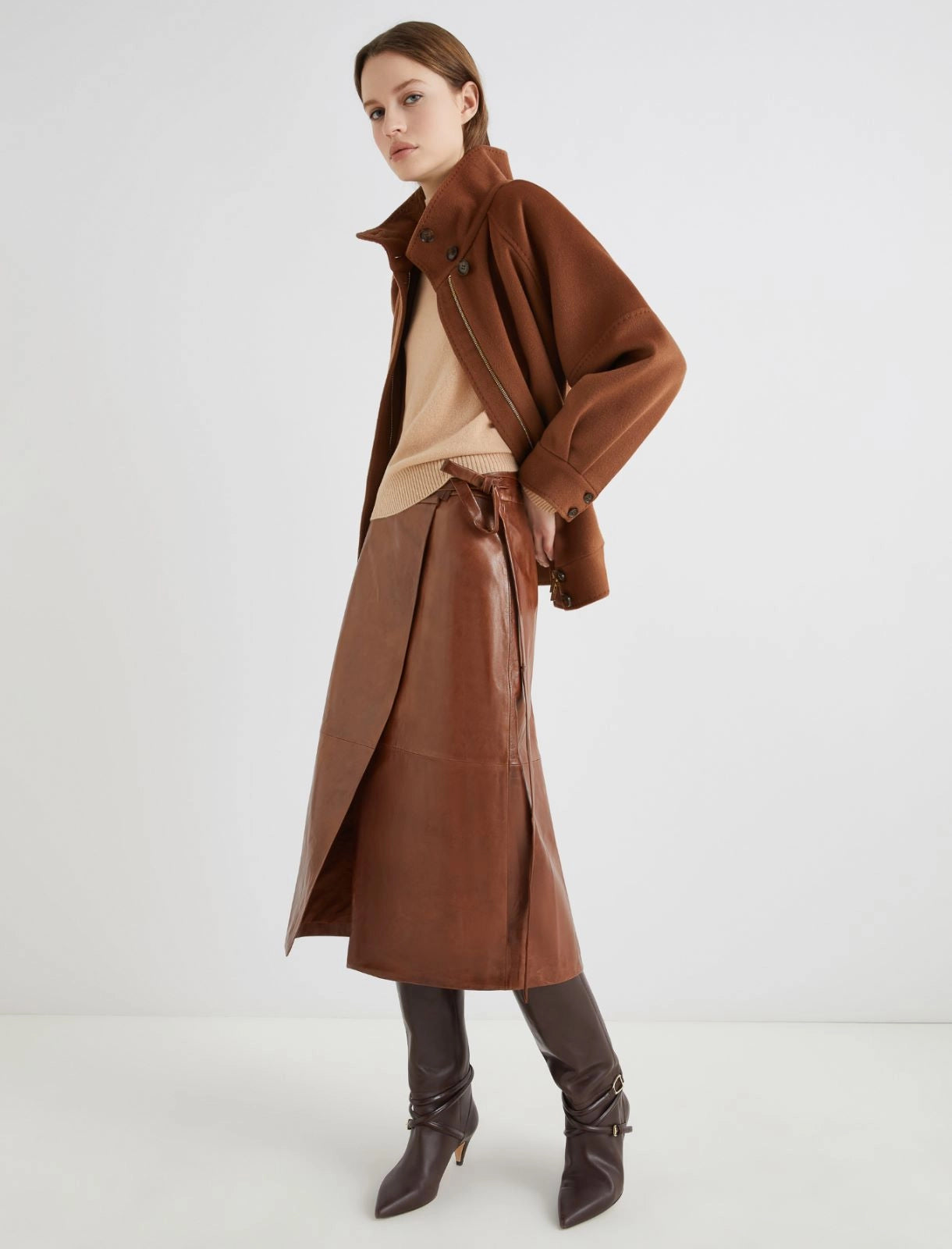 NABUCCO - Nappa leather wrap skirt