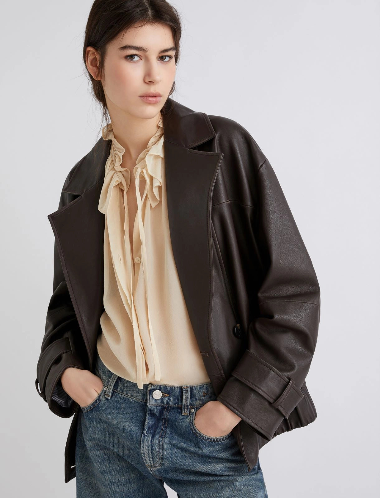 MATRAS - Leather pea coat