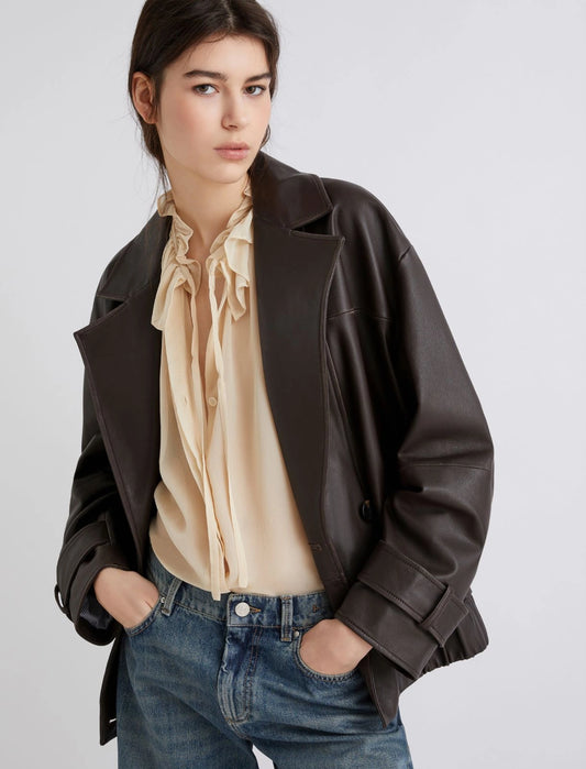 MATRAS - Leather pea coat