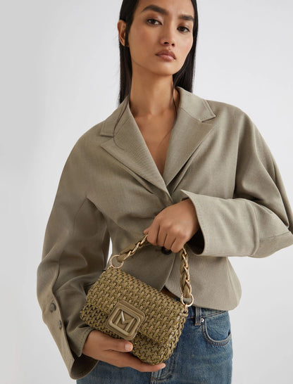 LONTRA1 - Le Muse small woven bag with rhinestones