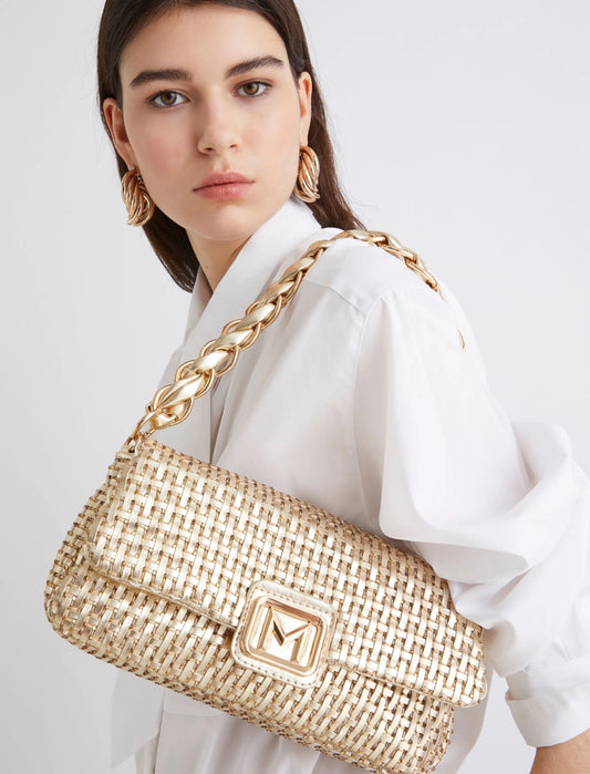 EMILY1 - Le Muse medium woven bag with rhinestones