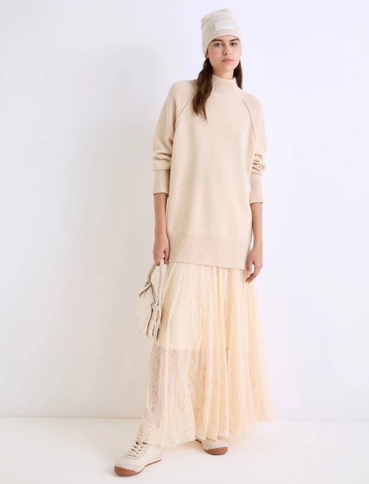 AVENUE - Lace jersey skirt