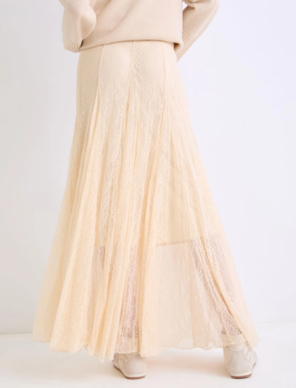 AVENUE - Lace jersey skirt