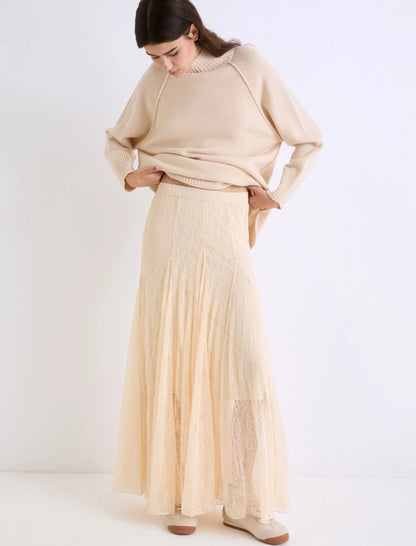 AVENUE - Lace jersey skirt