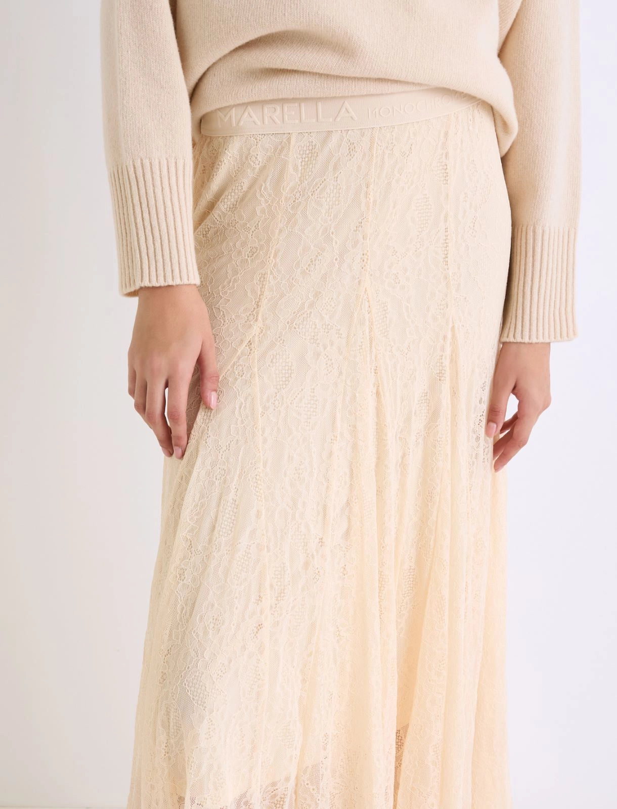 AVENUE - Lace jersey skirt