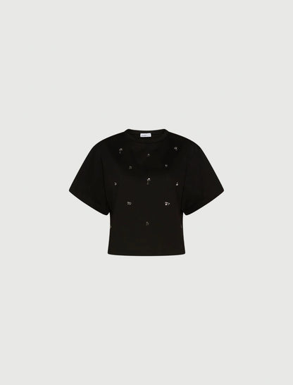 ARNALDO - Crystal-adorned cropped T-shirt