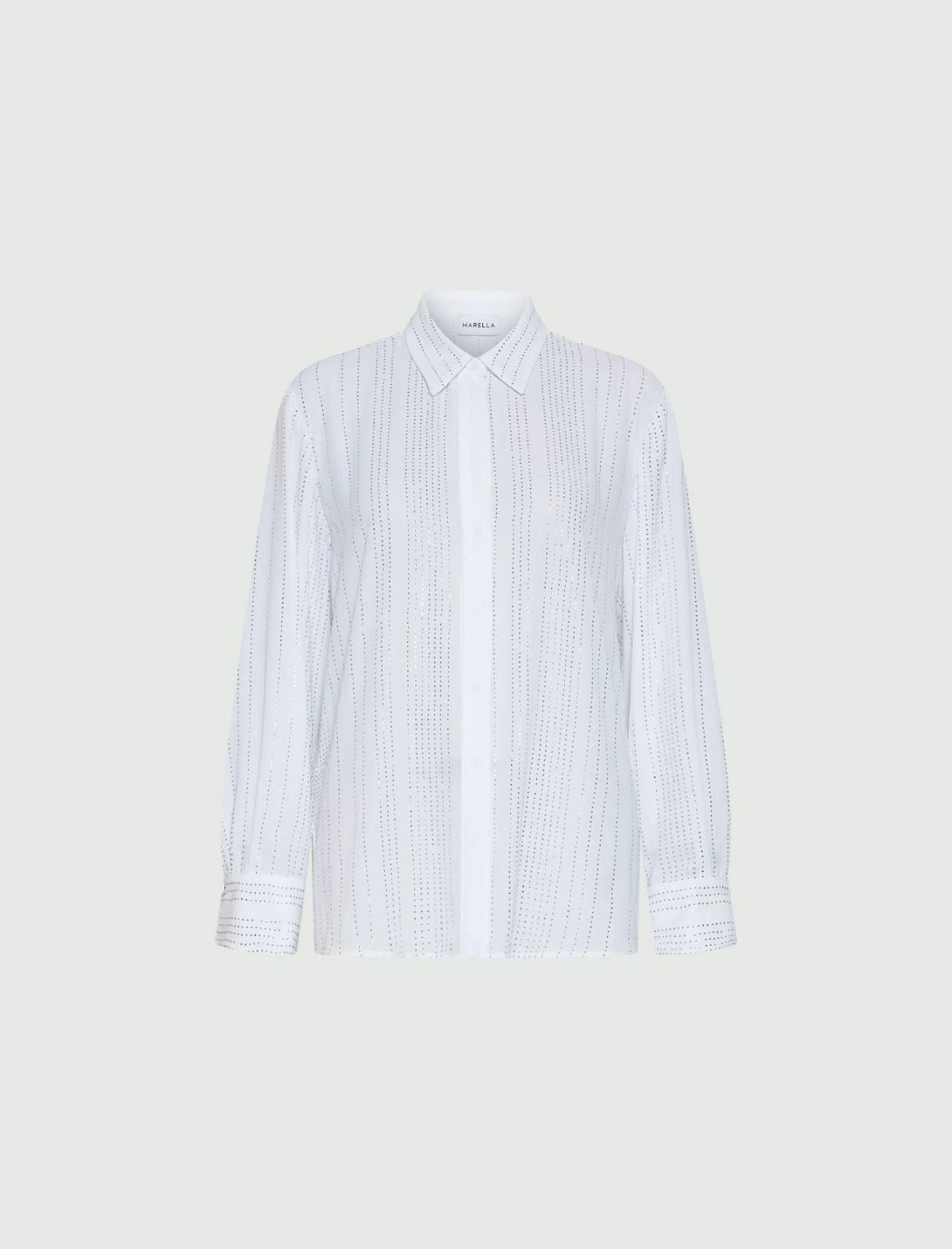 BE - Rhinestone-adorned georgette shirt