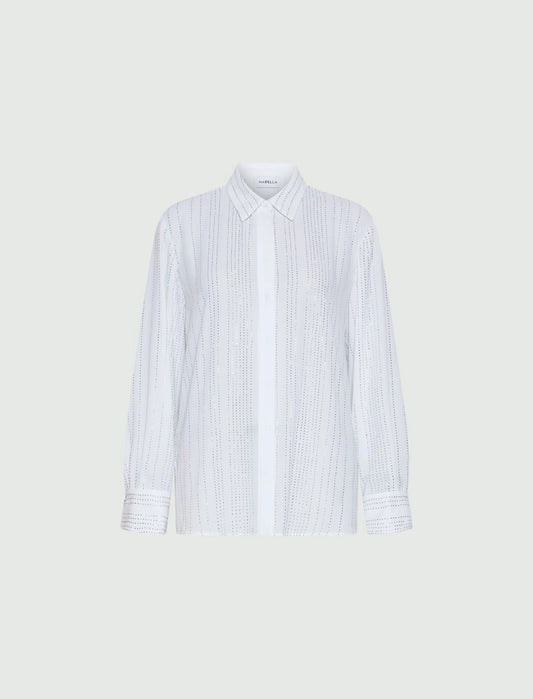 BE - Rhinestone-adorned georgette shirt