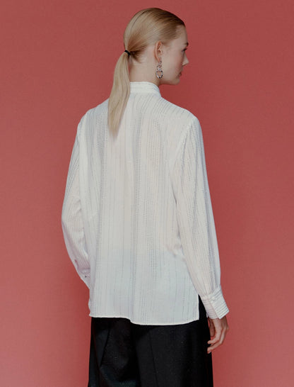 BE - Rhinestone-adorned georgette shirt