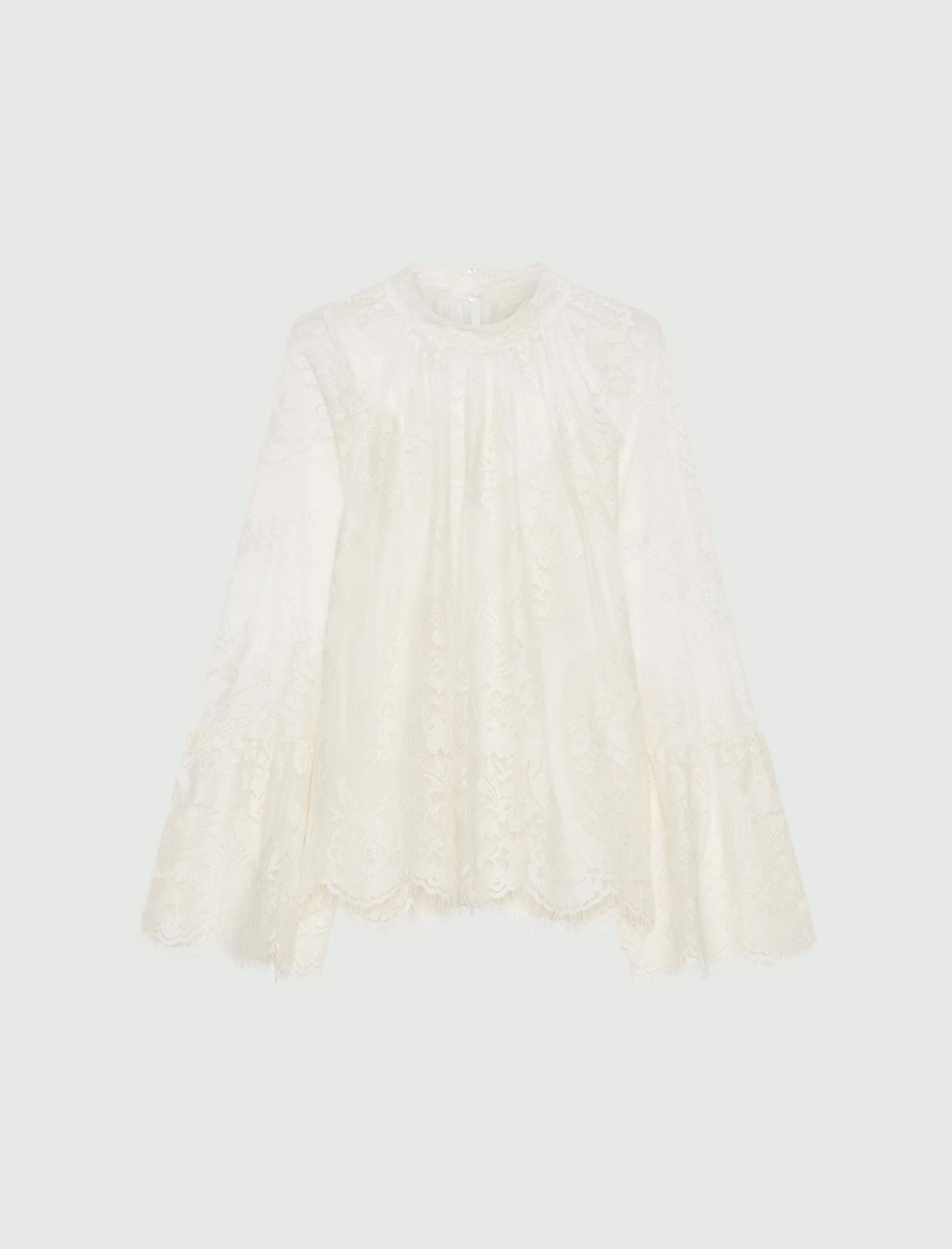 BASCHI - Scalloped Chantilly lace blouse