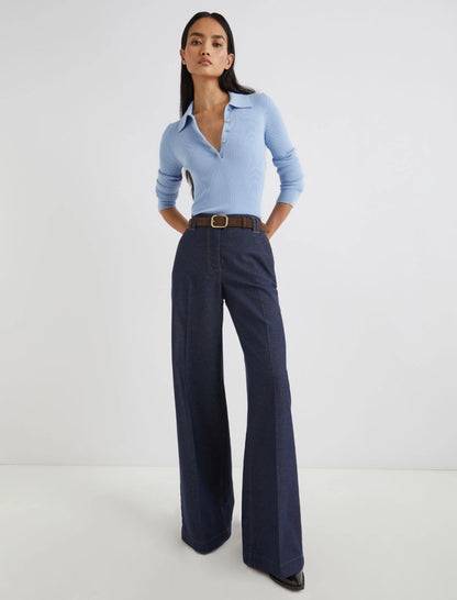 DILUVIO - Stretch cotton wide-leg trousers