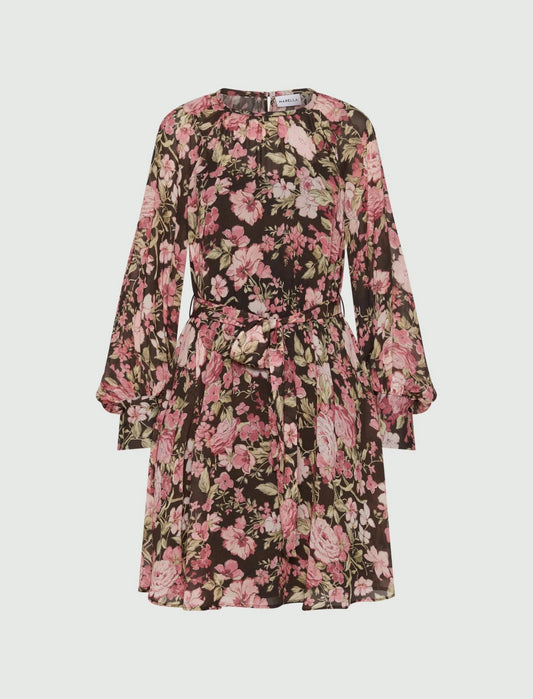 LAMPO - Short floral georgette dress